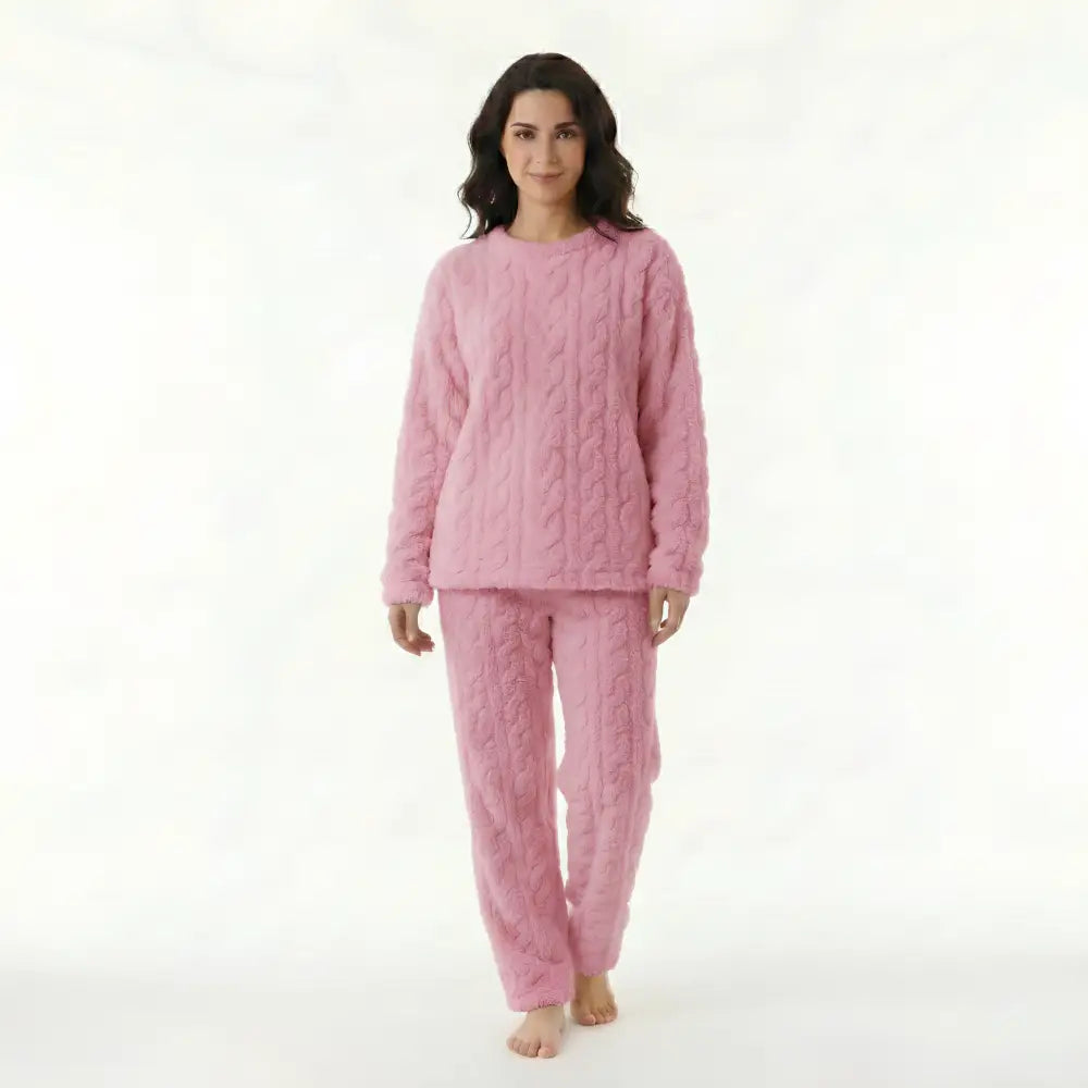 Pyjama Femme Velours Torsadé - Rose / Taille Unique
