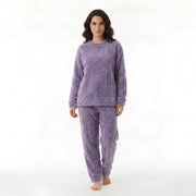 Pyjama Femme Velours Torsadé - Violet / Taille Unique