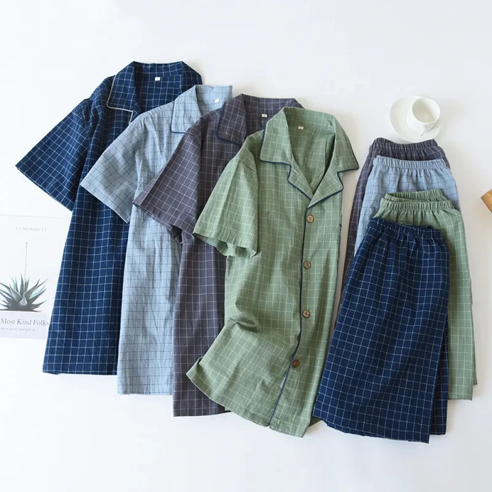 Pyjama Homme Coton à Carreaux été