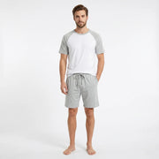 Pyjama Homme Ensemble d’Été Coton - Blanc/Gris / S