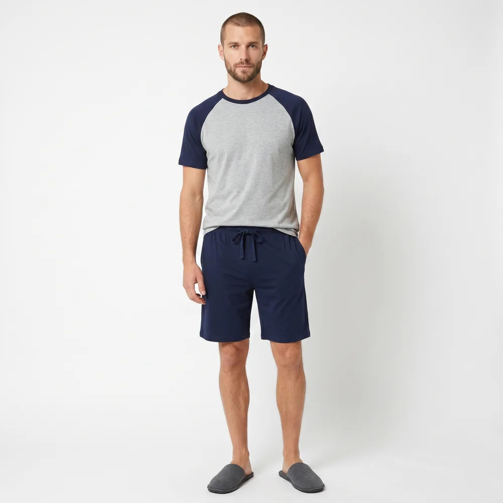 Pyjama Homme Ensemble d’Été Coton - Gris/Bleu marine / XL