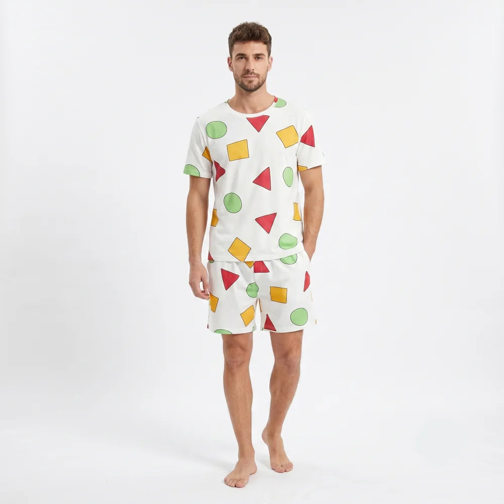 Pyjama Homme Ensemble d’Été en coton forme géométrique