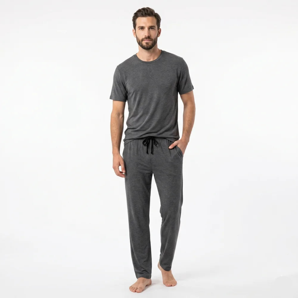 Pyjama Homme Été Ensemble avec t-shirt & pantalon - Gris foncé / M