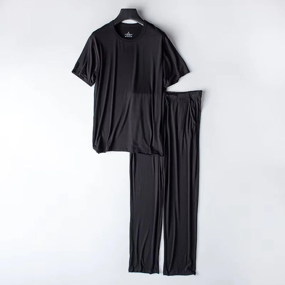 Pyjama Homme Été Ensemble avec t-shirt & pantalon - Noir / M