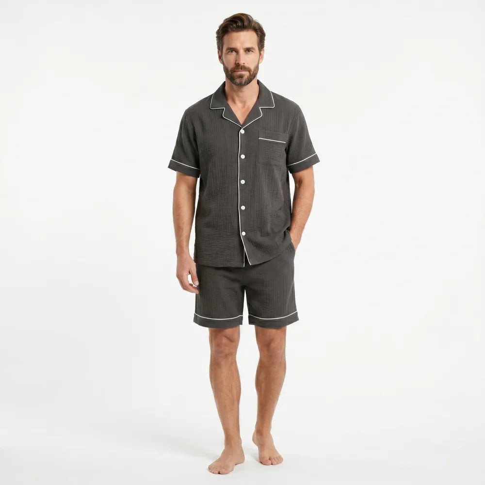 Pyjama Homme Été Ensemble - Gris foncé / L