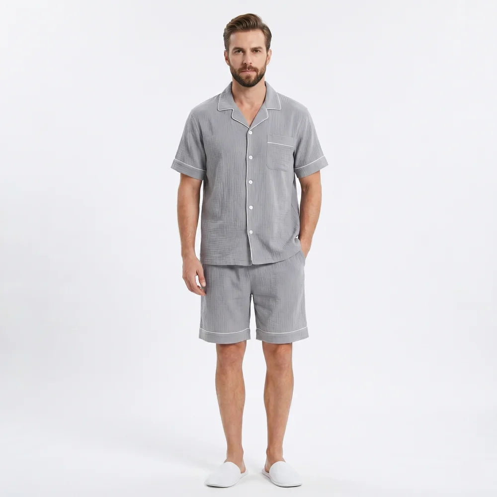 Pyjama Homme Été Ensemble - Gris / L