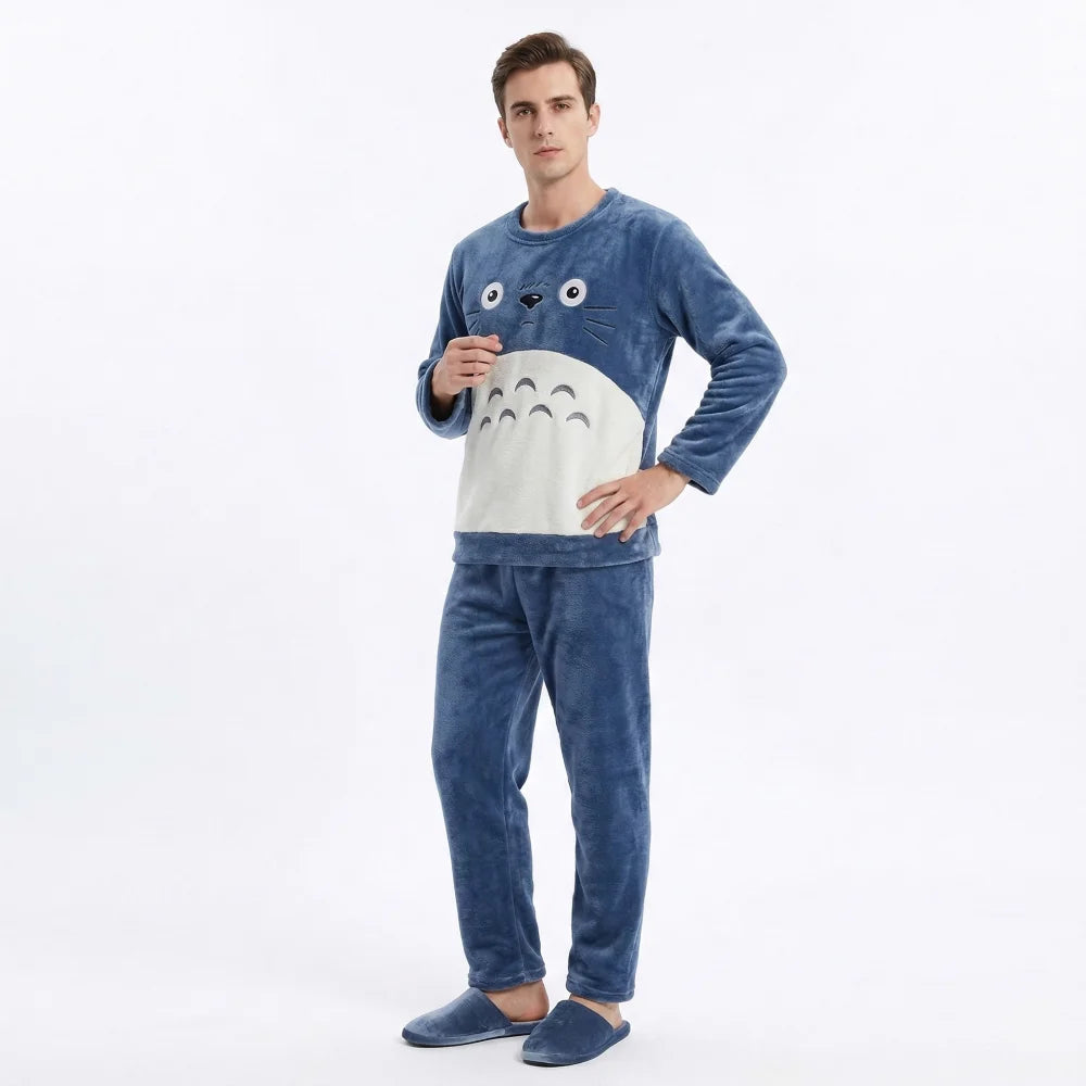 Pyjama Homme Flanelle Kawaii - Bleu / L