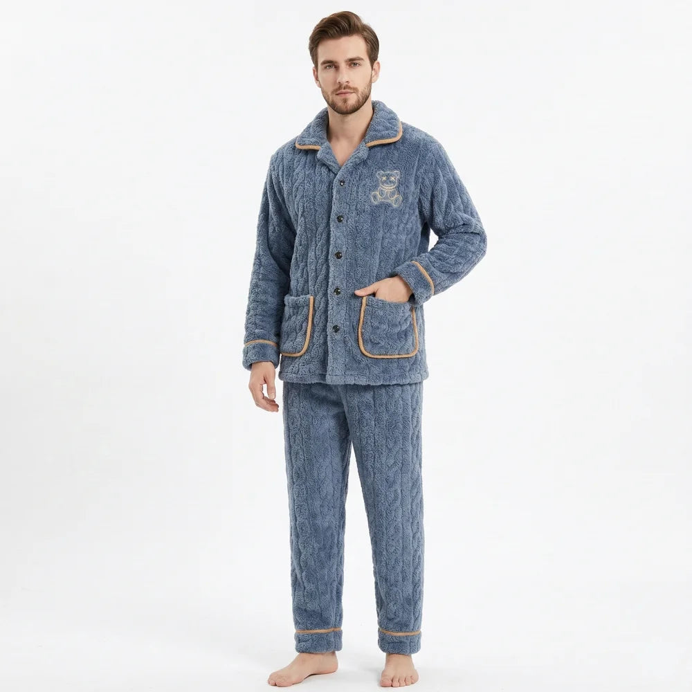 Pyjama Homme Flanelle ours - Bleu / M