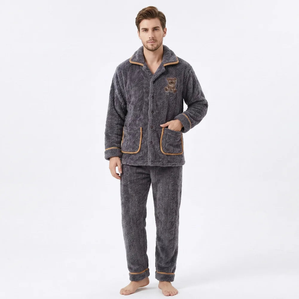 Pyjama Homme Flanelle ours - Gris / M