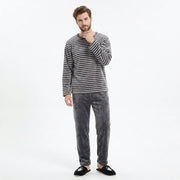 Pyjama Homme Flanelle rayé - Gris / L