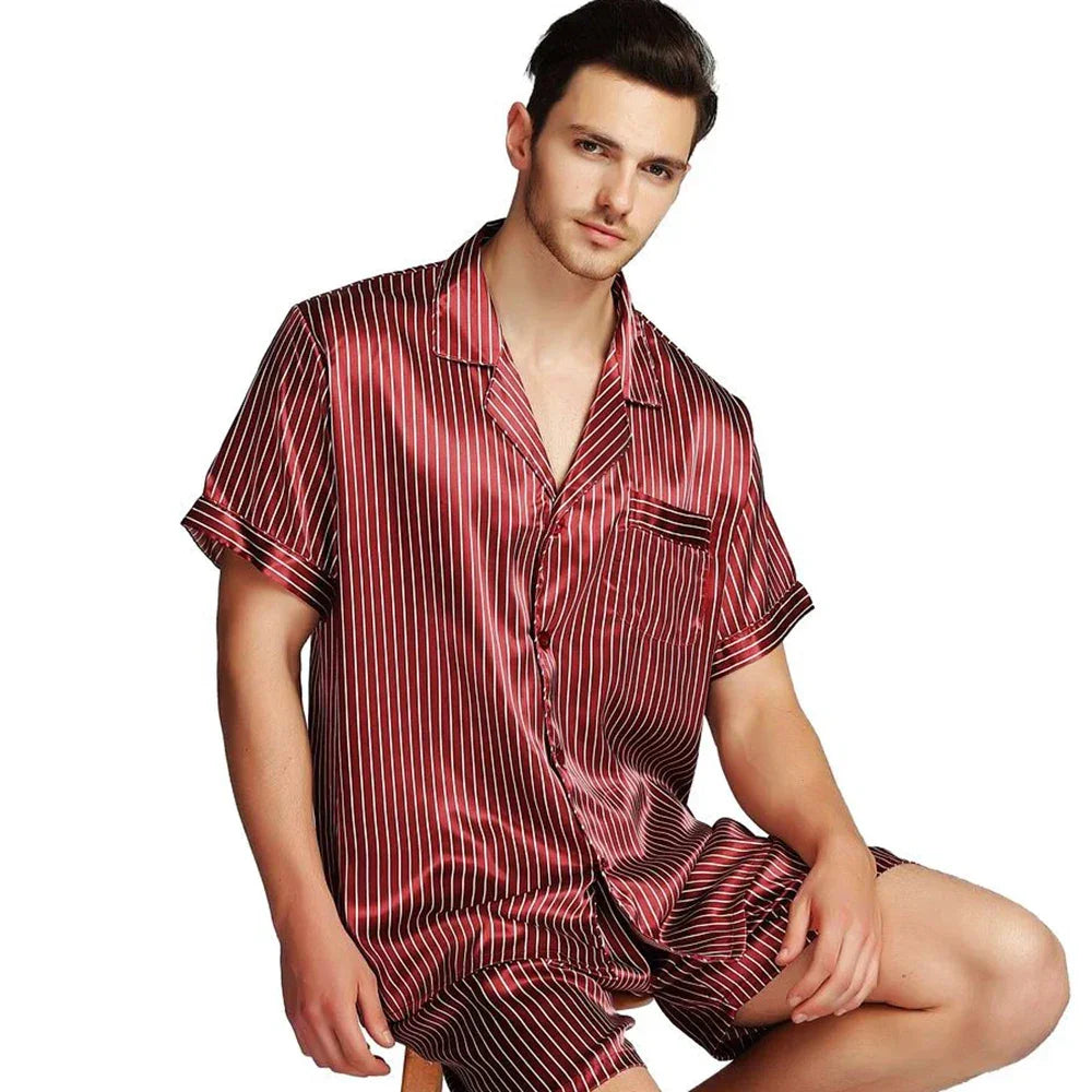 Pyjama Homme Satin de Soie rayé