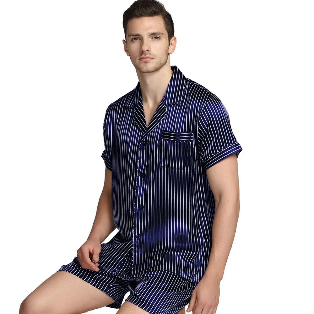 Pyjama Homme Satin de Soie rayé