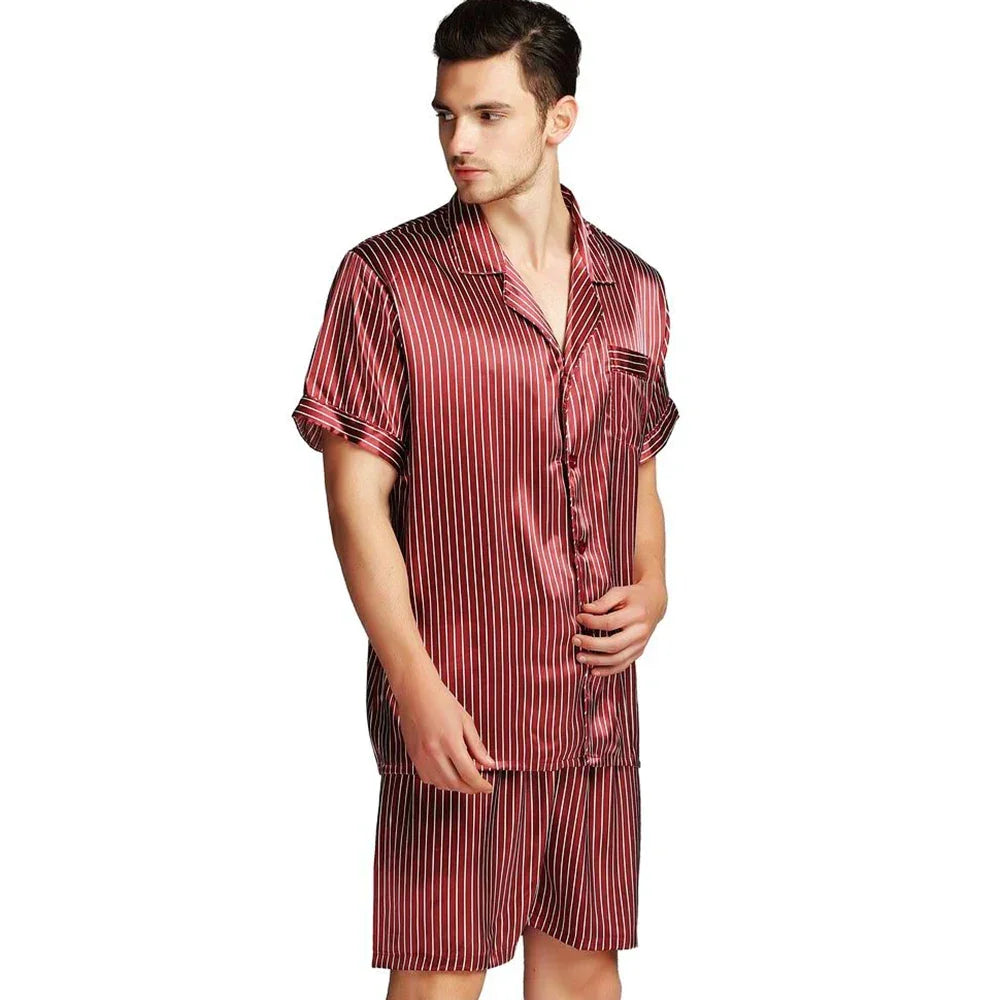 Pyjama Homme Satin de Soie rayé