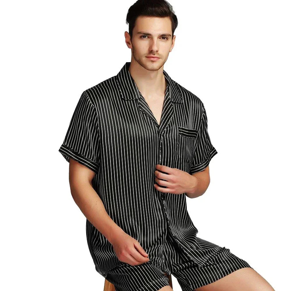 Pyjama Homme Satin de Soie rayé