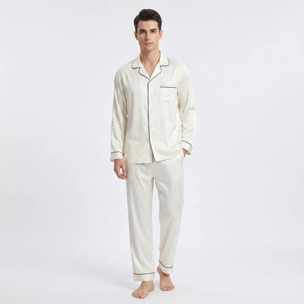 Pyjama Homme Satin Uni - Blanc / M