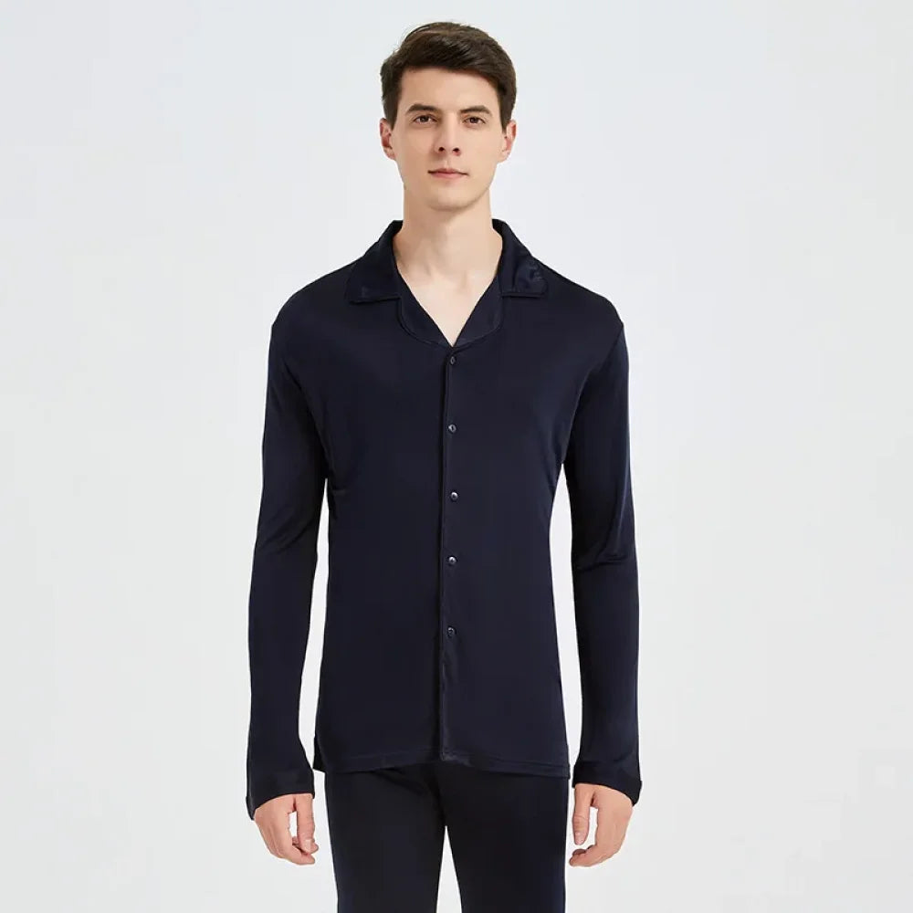 Pyjama Homme Soie Naturelle - Bleu / XL