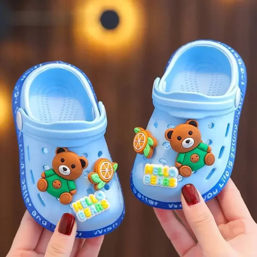 Summer Kids Slippers Cute Cartoon Hole Shoes Closed Toe Soft Sole Non Slip Indoor Baby Sandals Slippers For Boys Girls