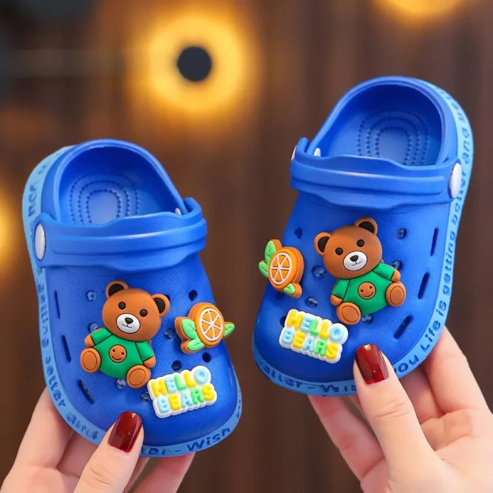 Summer Kids Slippers Cute Cartoon Hole Shoes Closed Toe Soft Sole Non Slip Indoor Baby Sandals Slippers For Boys Girls