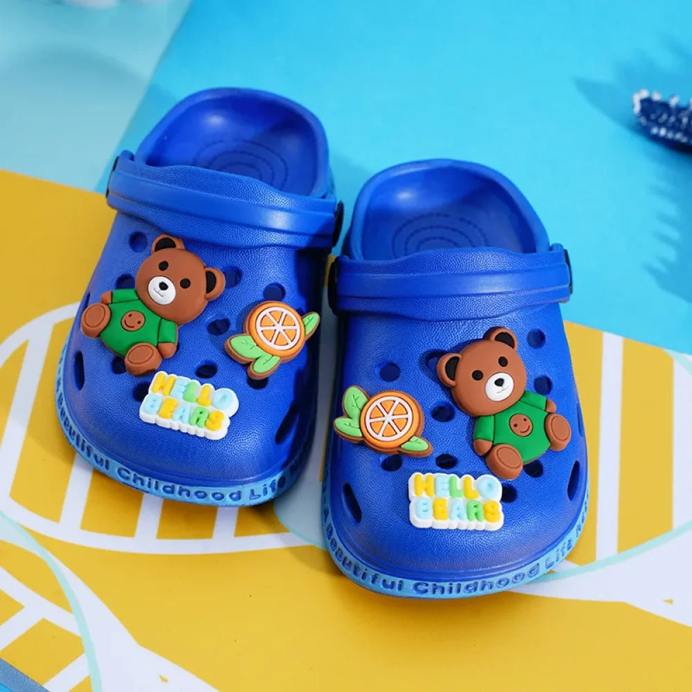 Summer Kids Slippers Cute Cartoon Hole Shoes Closed Toe Soft Sole Non Slip Indoor Baby Sandals Slippers For Boys Girls