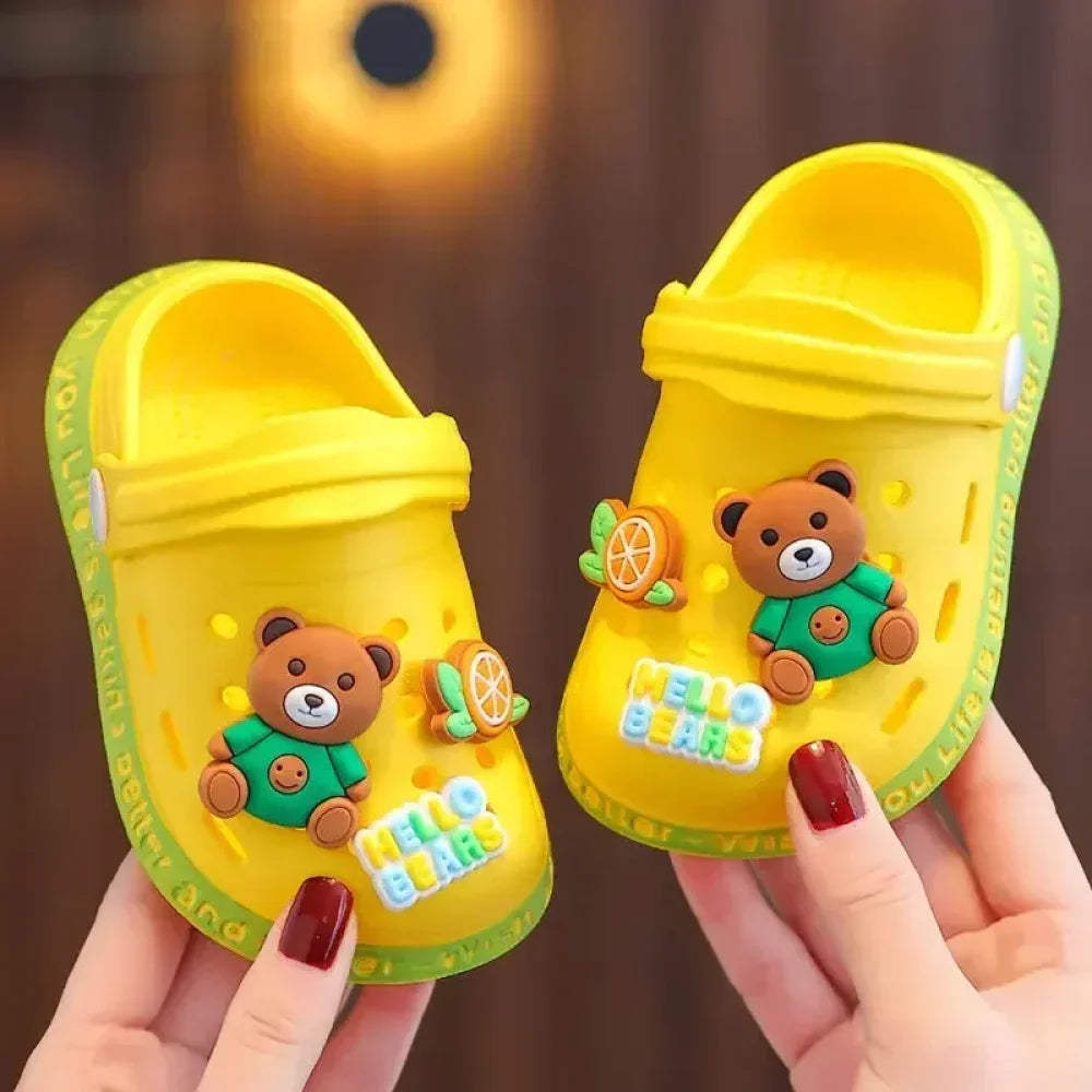 Summer Kids Slippers Cute Cartoon Hole Shoes Closed Toe Soft Sole Non Slip Indoor Baby Sandals Slippers For Boys Girls
